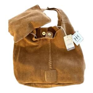 Haute Hippie Suede Bag with Pouch Tan Brown Large Tote Purse
